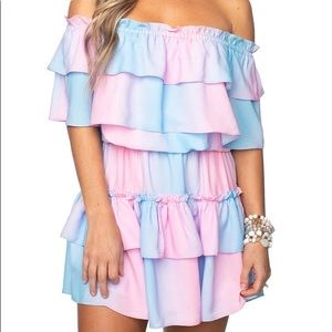 Buddy Love off the shoulder Cotton Candy Ruffle Dress